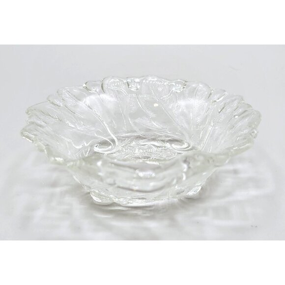 Indiana Glass Wild Rose Pattern Nappy Nut Candy Dish Handle Clear Pressed Glass - Picture 5 of 7